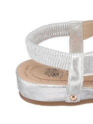 Eva Silver Flat Sandals