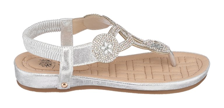 Eva Silver Flat Sandals