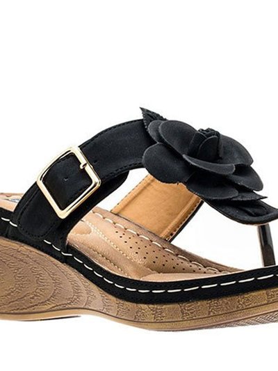 GC SHOES Flora Black Wedge Sandals product