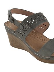 Foley Pewter Wedge Sandals - Pewter