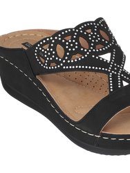 Ganni Black Wedge Sandals - Black