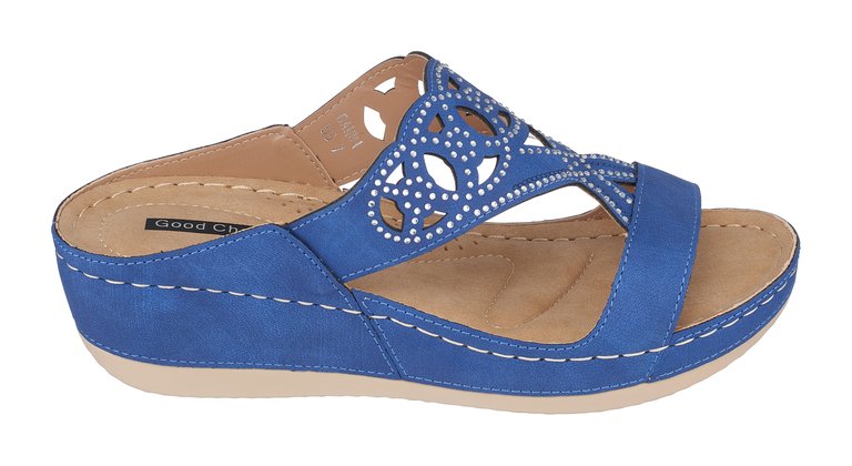 Ganni Blue Wedge Sandals