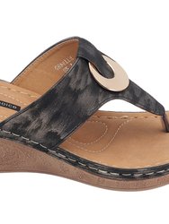Genelle Black Wedge Sandals