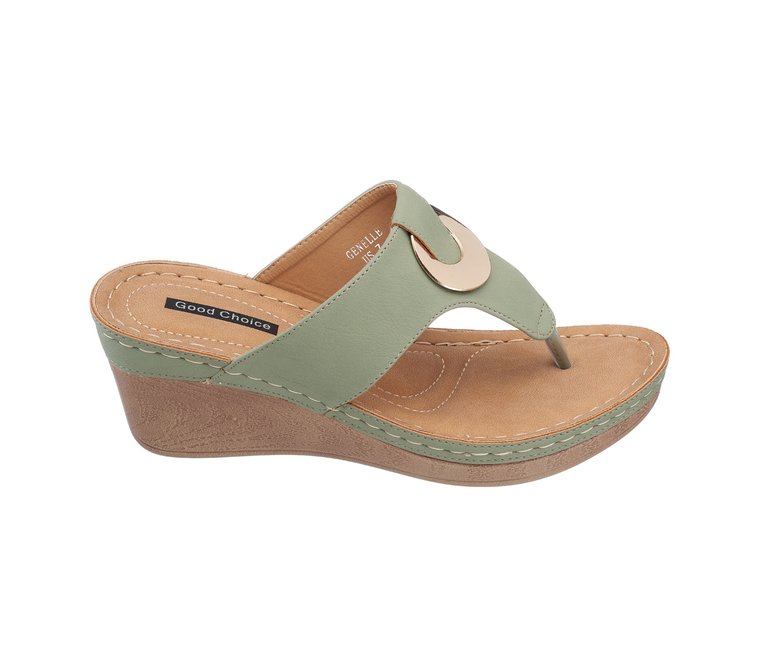 Genelle Green Wedge Sandals