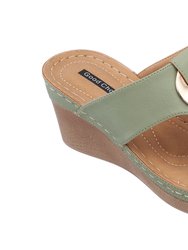 Genelle Green Wedge Sandals - Green