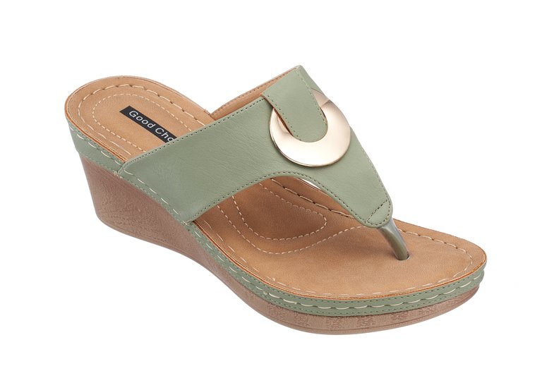 Genelle Green Wedge Sandals - Green