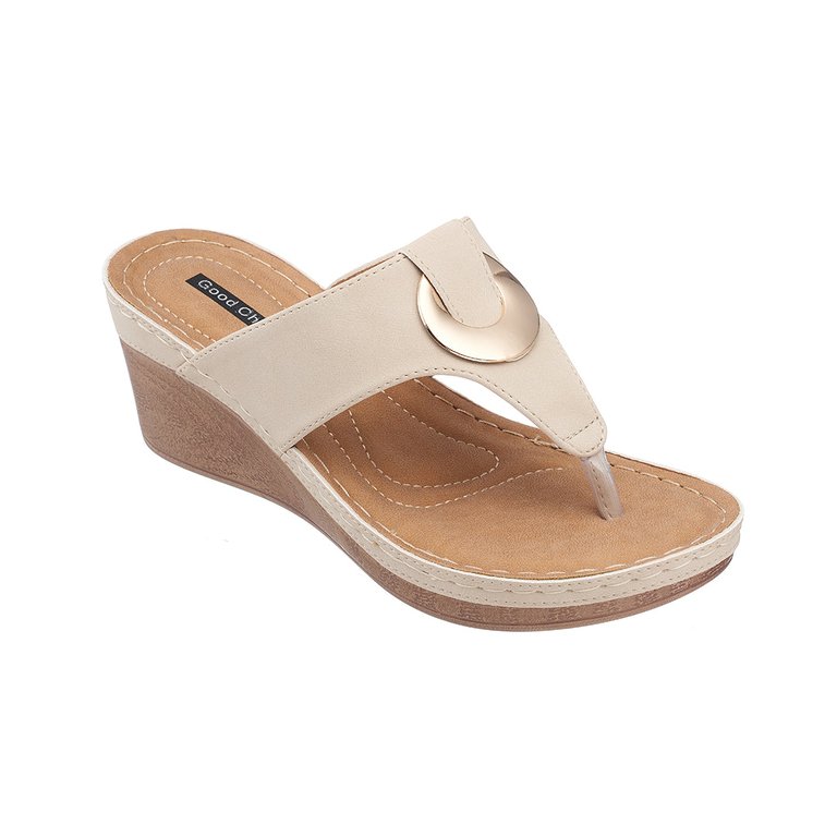 Genelle Natural Wedge Sandals - Natural