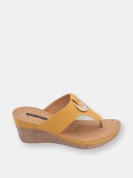 Genelle Yellow Wedge Sandals