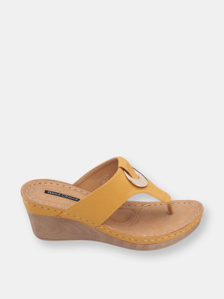 Genelle Yellow Wedge Sandals
