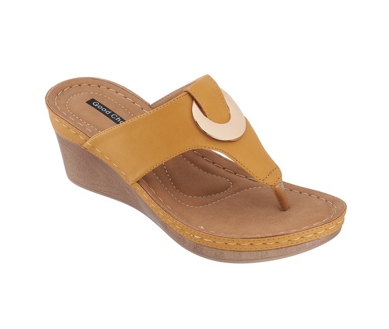 Genelle Yellow Wedge Sandals - Yellow