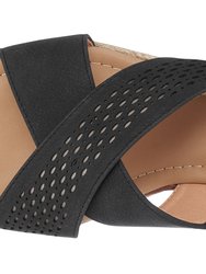 Gini Black Wedge Sandals