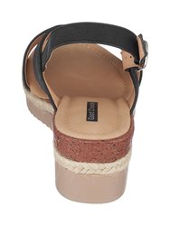 Gini Black Wedge Sandals