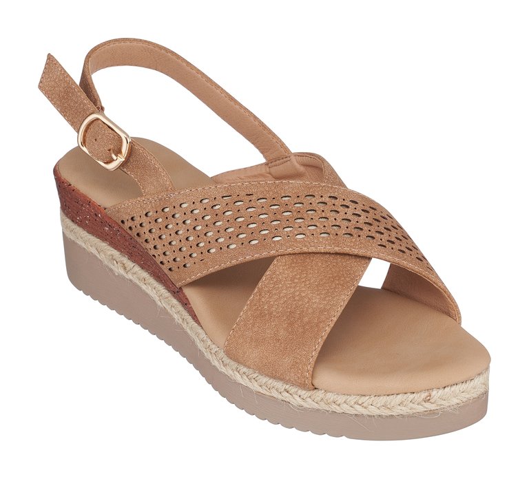 Gini Natural Wedge Sandals - Natural