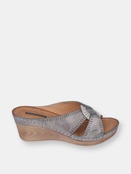 Gisele Pewter Wedge Sandals