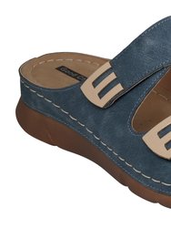 Gretchen Navy Comfort Flat Sandals - Navy