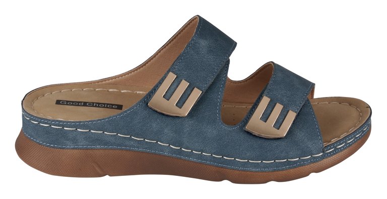 Gretchen Navy Comfort Flat Sandals