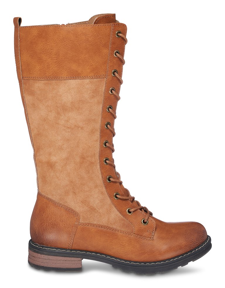 Hanker Combat Boots in Cognac - Cognac