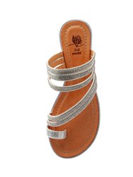 Harmonie Silver Flat Sandals