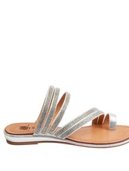 Harmonie Silver Flat Sandals