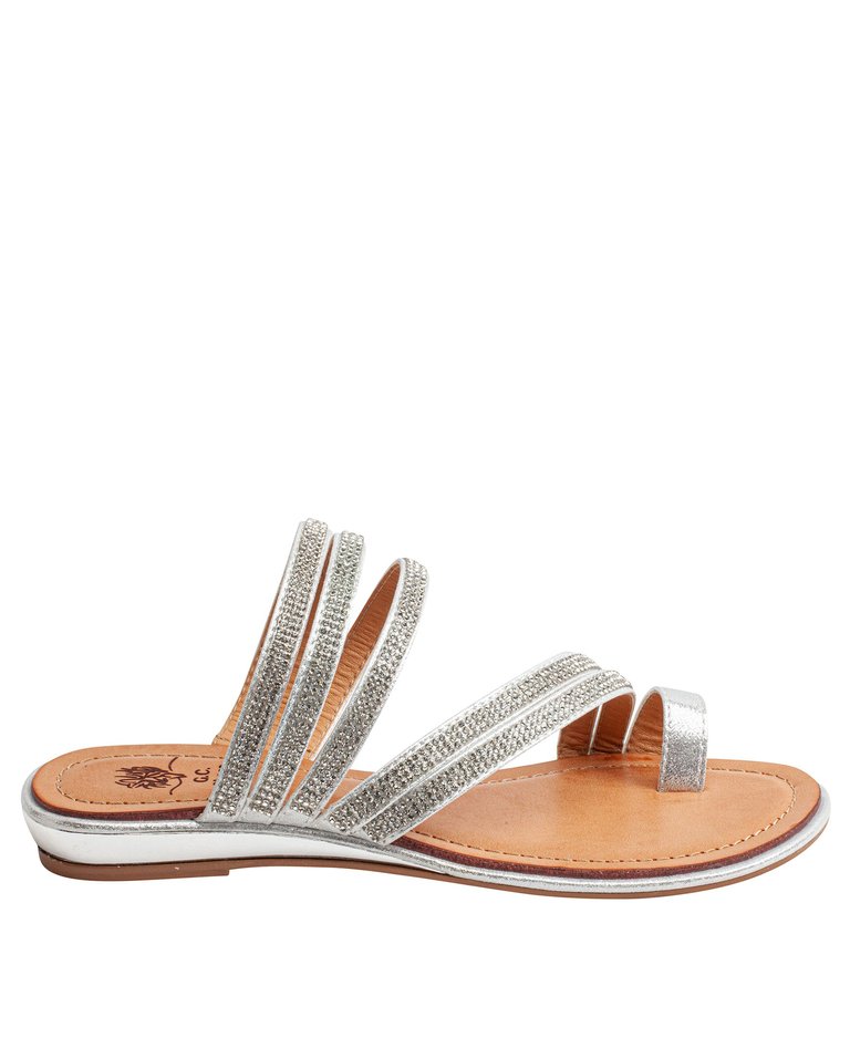 Harmonie Silver Flat Sandals