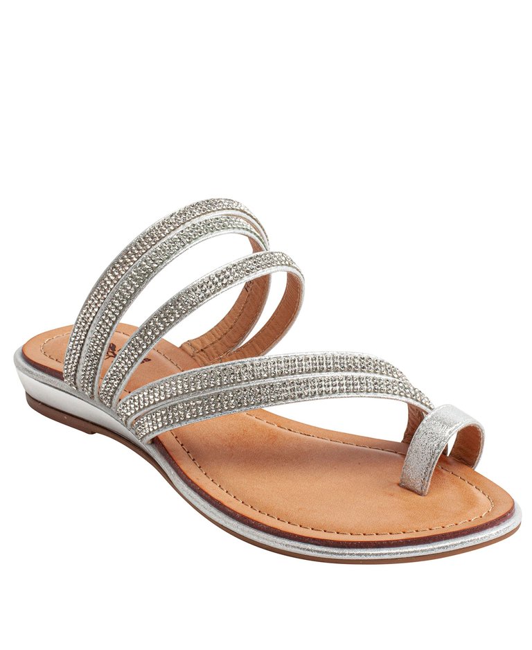 Harmonie Silver Flat Sandals - Silver