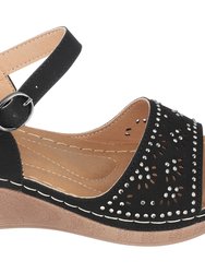 Helen Black Wedge Sandals