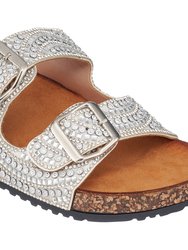 Holly Silver Footbed Sandals - Silver