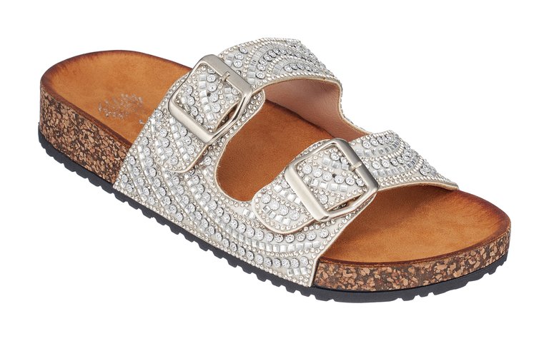 Holly Silver Footbed Sandals - Silver