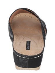 Isabella Black Wedge Sandals