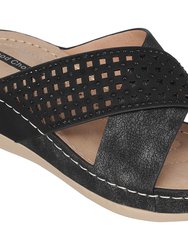 Isabella Black Wedge Sandals - Black