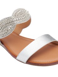 Jacey Silver Flat Sandals - Silver
