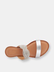 Jacey Silver Flat Sandals