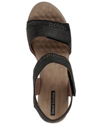 Jorda Black Wedge Sandals