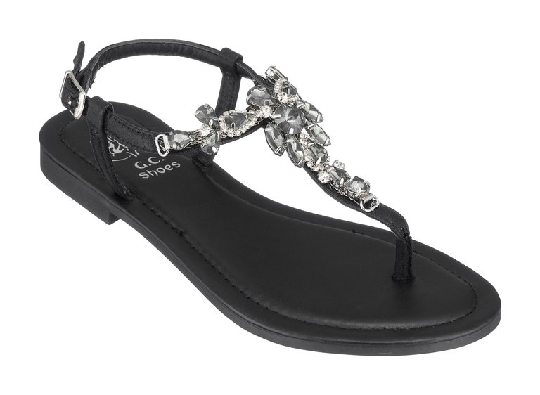 Josie Black Flat Sandal - Black