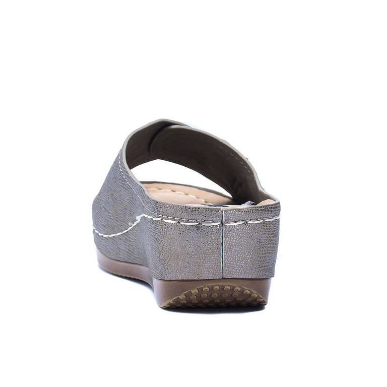 Justina Pewter Wedge Sandals