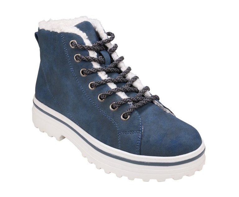 Justine Lace-Up Navy Bootie - Navy