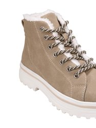 Justine Lace-Up Taupe Bootie - Taupe