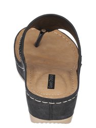 Kiara Black Wedge Sandals