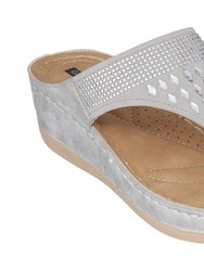 Kiara Silver Wedge Sandals - Silver