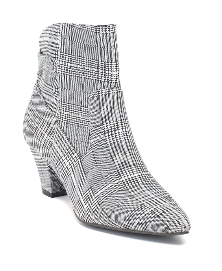 Levi Grey Ankle Bootie - Grey Plaid