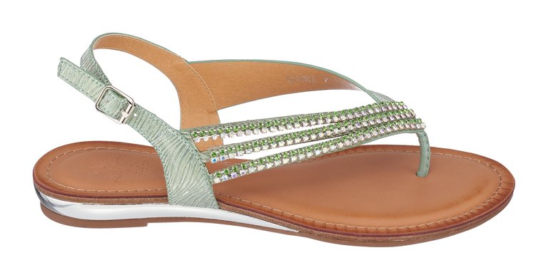 Mabel Green Flat Sandals
