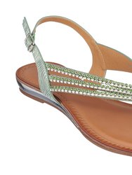 Mabel Green Flat Sandals - Green