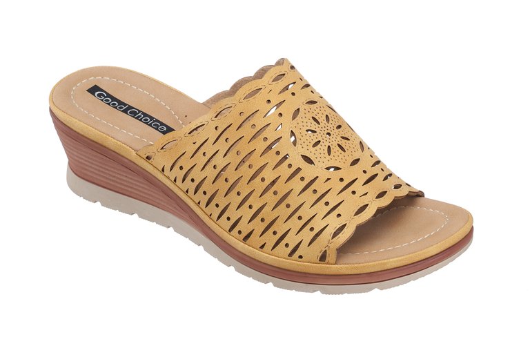 Maddy Yellow Wedge Sandals - Yellow