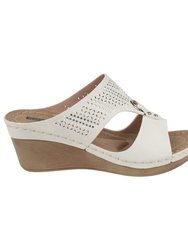 Marbella White Wedge Sandals