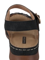 Millis Black Comfort Flat Sandals
