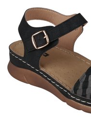 Millis Black Comfort Flat Sandals - Millis Nude