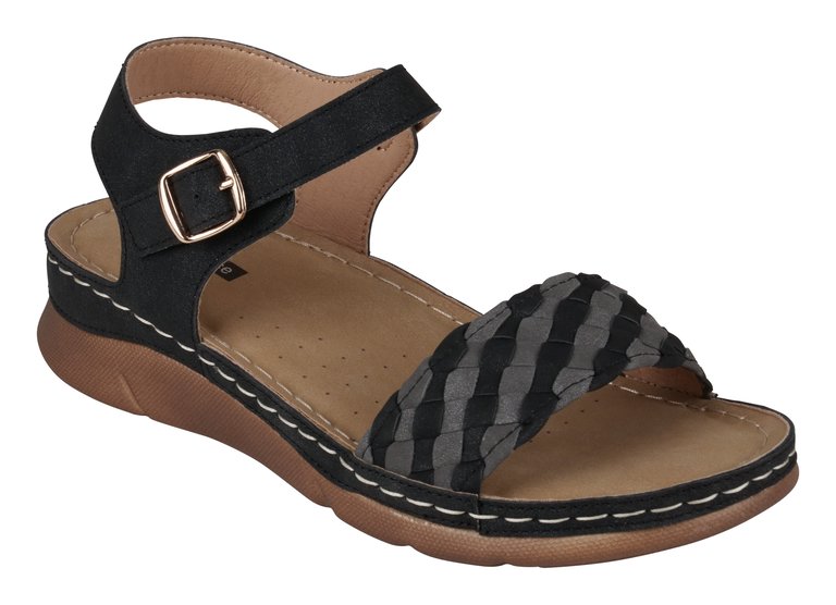 Millis Black Comfort Flat Sandals - Millis Nude