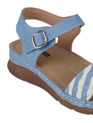 Millis Blue Comfort Flat Sandals - Millis Blue