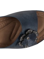 Naples Navy Wedge Sandals