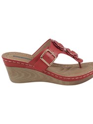 Narbone Coral Wedge Sandals